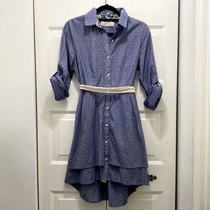 Anthropologie Chambray tiered shirt dress